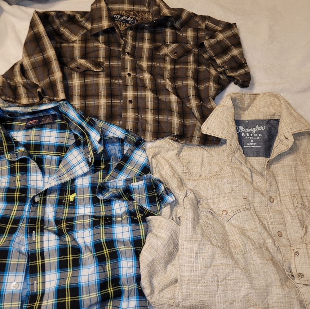 Button down shirts 2x wrangler mens small boys 19